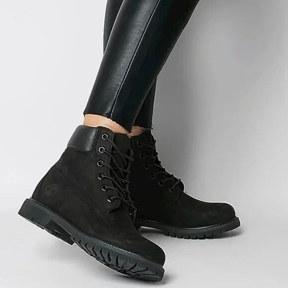 Timberland Womens Black Lace Up Leather Grunge Combat Premium 6in Boots 9M - Picture 2 of 14
